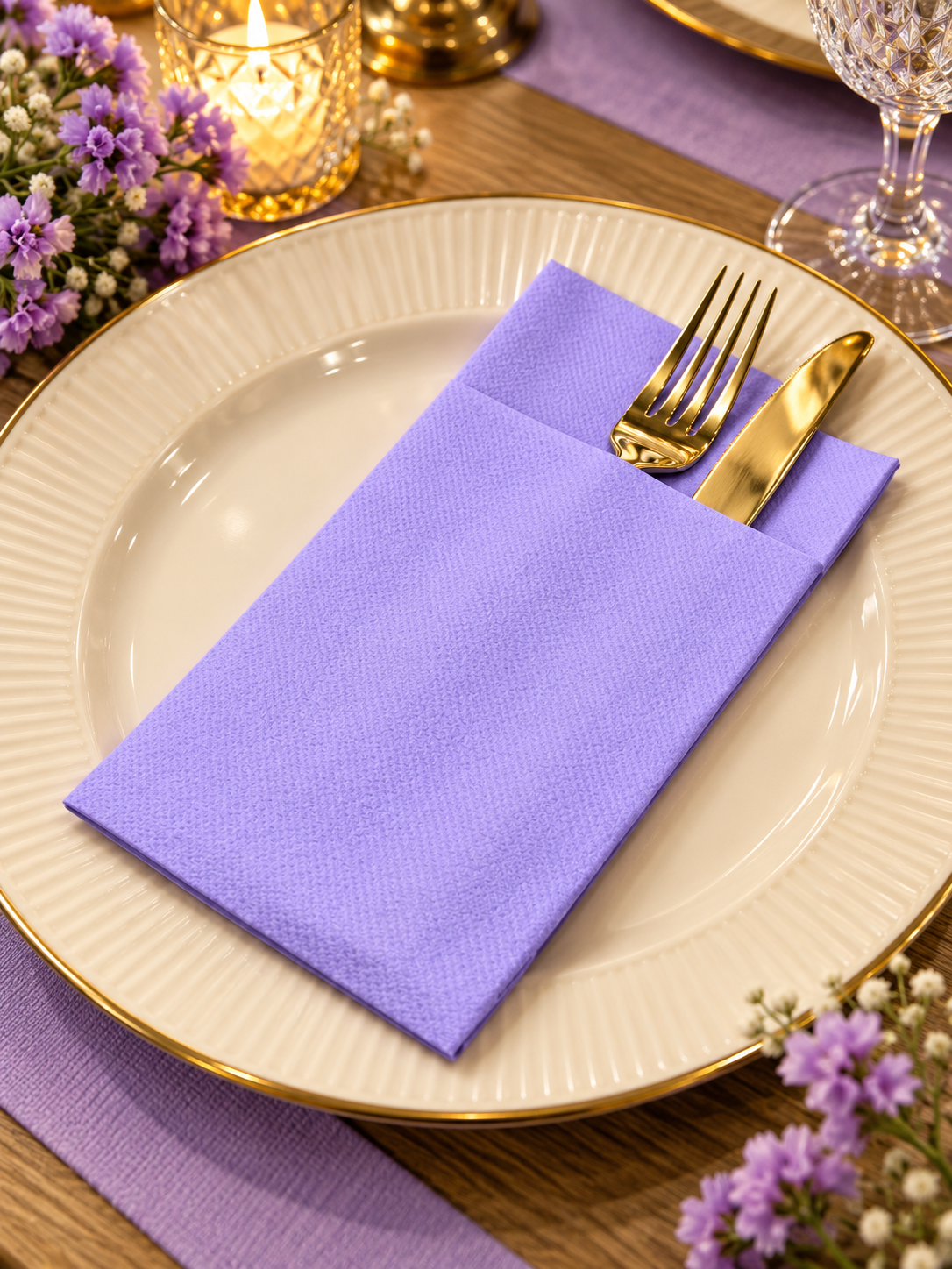 Șervețele cu buzunar Linclass Lila 40x40 cm – Bax 600 buc