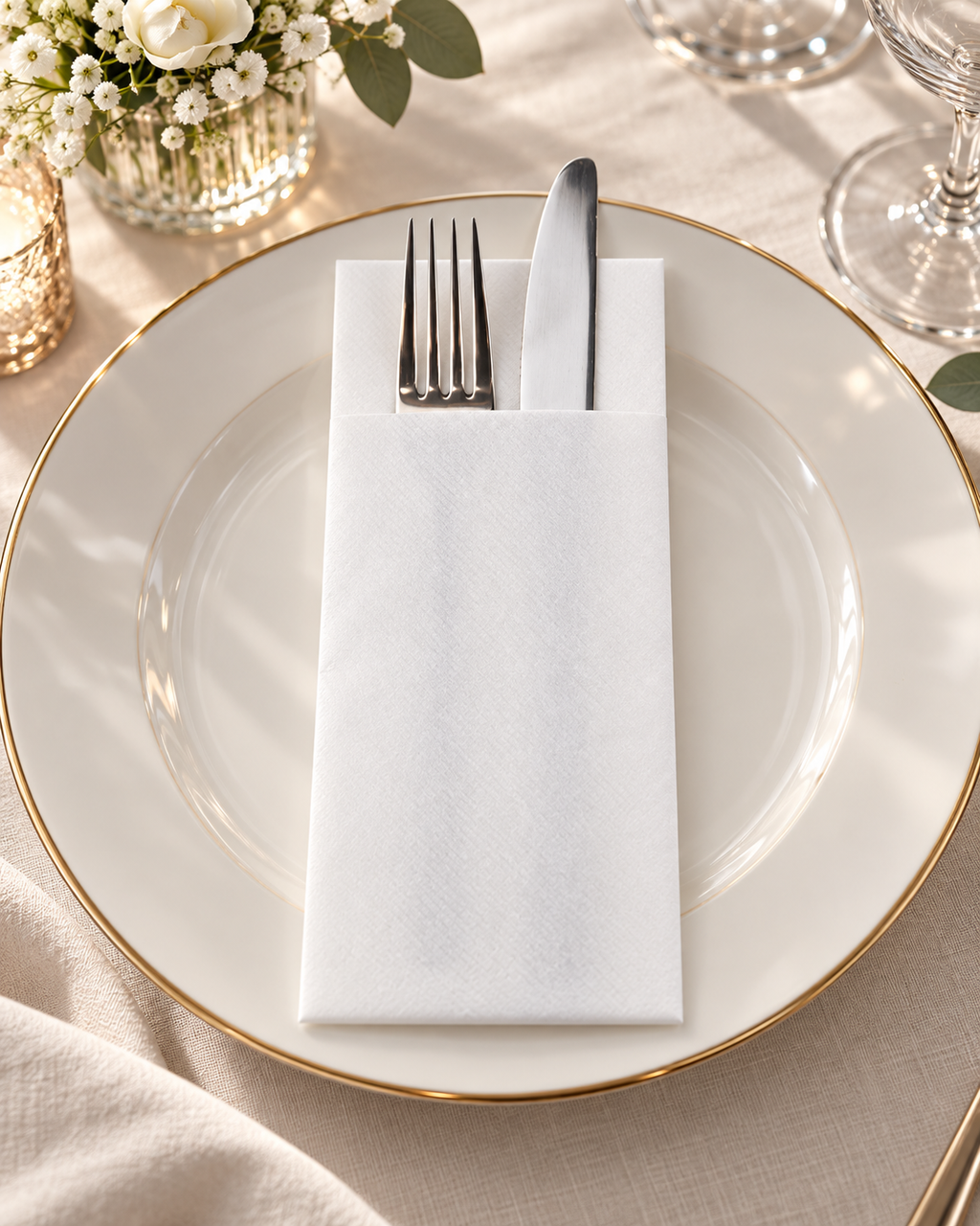 Servetele pentru tacamuri Linclass-Light - White (Albe) / 40 x 33 cm – Bax 1.200 buc.