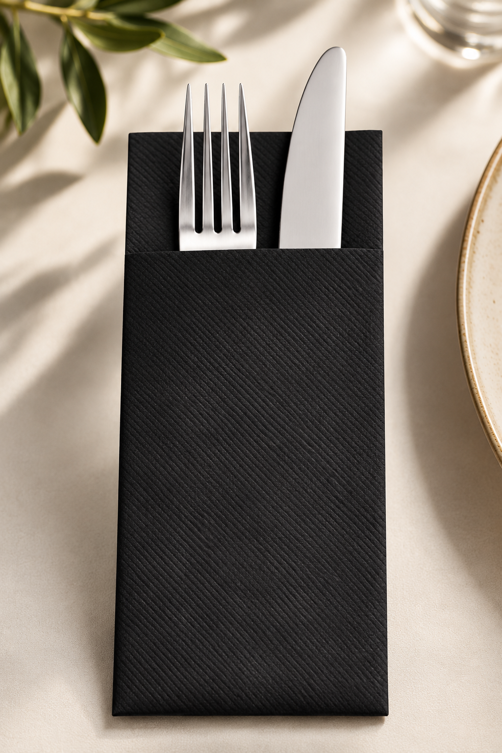 Servetele cu buzunar pentru tacamuri Linclass Light - Black (negru) / 40 x 33 cm – Bax 1.200 buc.