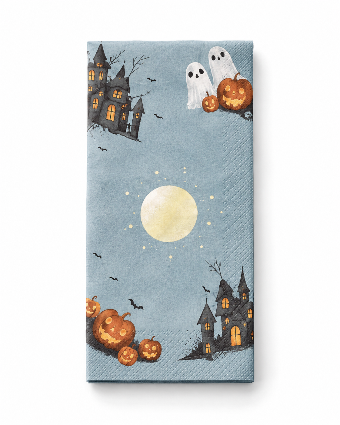 Șervețel Halloween cu Lună și Case Bântuite Albastru