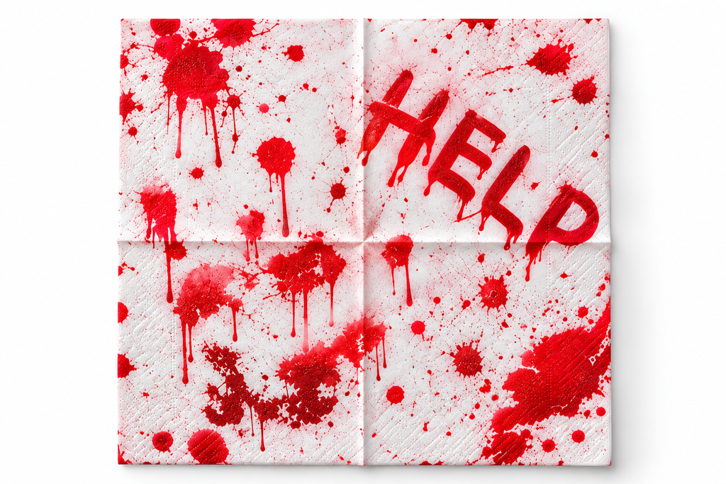 Servetele "Help" cu pete rosii Alb