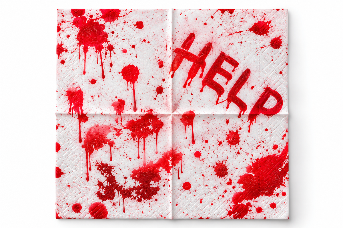 Servetele "Help" cu pete rosii Alb
