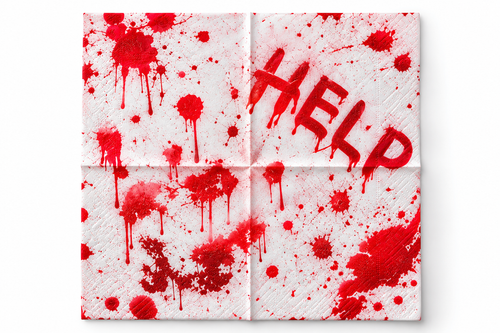 Servetele "Help" cu pete rosii Alb