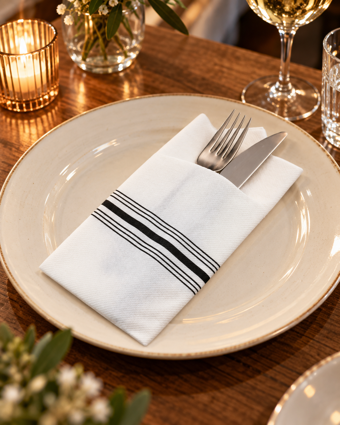 Șervețele cu buzunar Linclass Airlaid Black Bistro 43x43 cm – Bax 750 buc