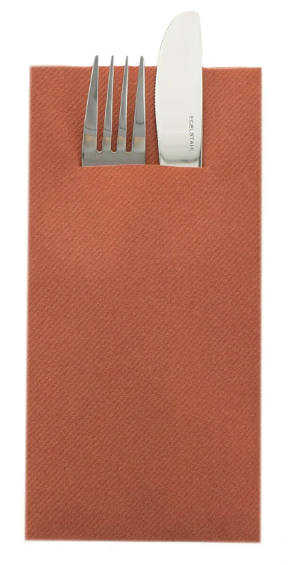 Servetele cu buzunar pentru tacamuri Linclass - Terracotta (Caramiziu - Portocaliu inchis) / 40 x 40 cm – Bax 1.200 buc.